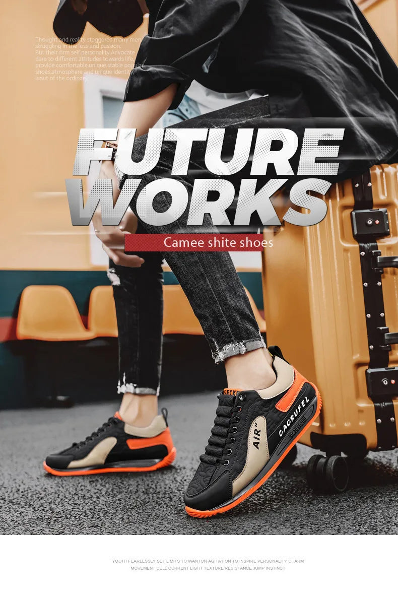 Men's Casual Sports Shoes Breathable Comfortable Flat Heel Low Cut Lace up Leather Upgraded Version of the Classic AGAM Shoe