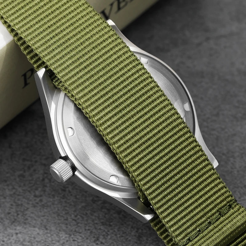 Militado V2 Version Military D12 Watch 36mm AR Sapphire Quartz Movement Watches Waterproof Sub-second Stainless Steel Wristwatch