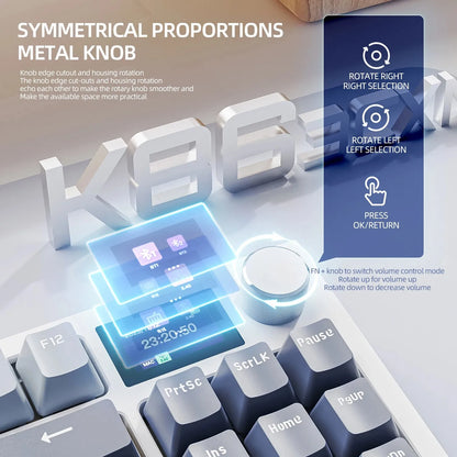 ATTACK SHARK K86 Mechanical Keyboard with Metal Knob, TFT Smart Color Screen, 87-key Layout, RGB Lighting, and Three-mode Connection