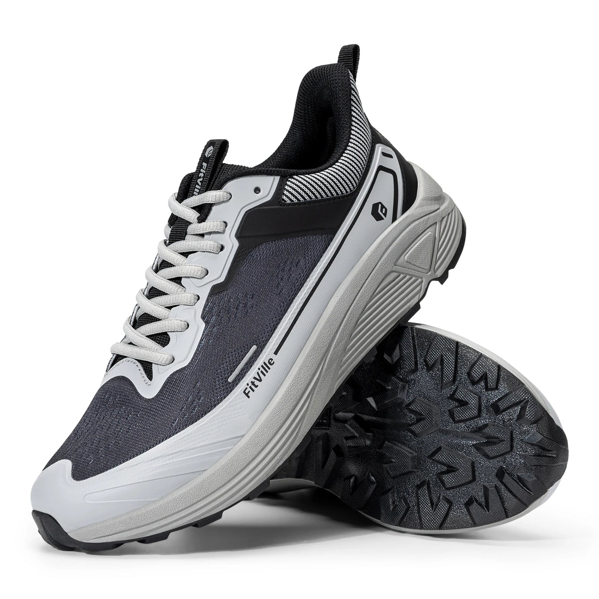 FitVille Men's Wide Toe Box Shoes Cushioned Well Sneakers Non Slip Lightweight Breathable Running Shoes for Swollen feet