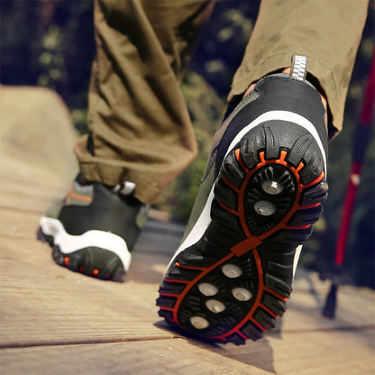 Autumn And Winter Models, Men's Waterproof Hiking Shoes, Outdoor PU Leather Sports Shoes, Wear-Resistant,  Walking, Tactical