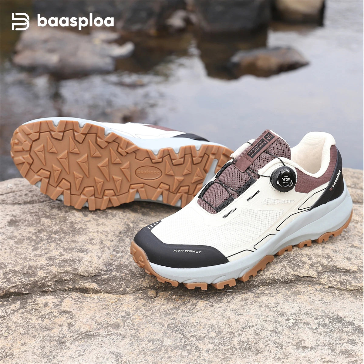Baasploa Men Hiking Sneakers Brand High Quality Trekking Climbing Shoes Male Rotating Button Luxury Designer Outdoor Sneakers