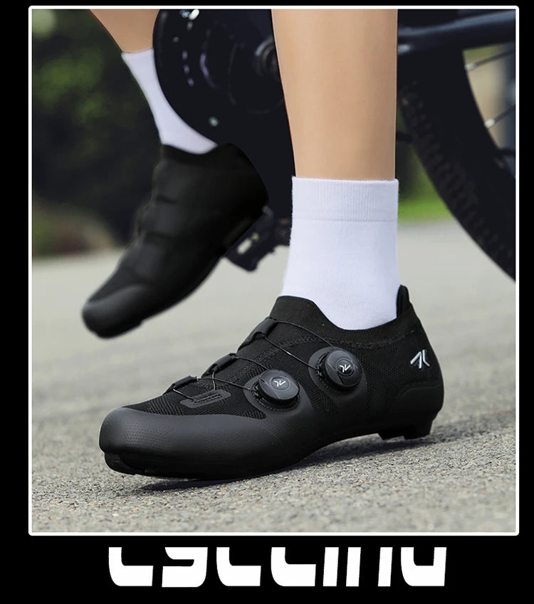 Cycling shoes road bike unisex, HsYixin breathable SPD self-locking non-slip racing road bike shoes flat MTB bicycle sneakers
