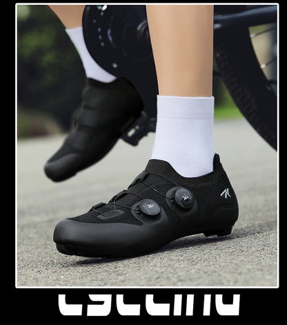 Cycling shoes road bike unisex, HsYixin breathable SPD self-locking non-slip racing road bike shoes flat MTB bicycle sneakers