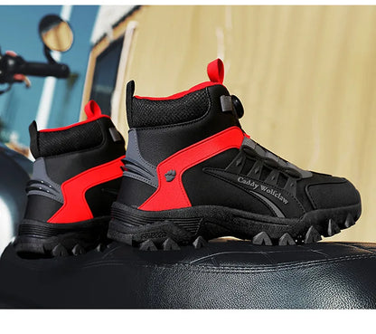 Casual Leather Motorcycle Riding Boots for Men Off-Road Motocross Shoes Breathable Wear Resistant