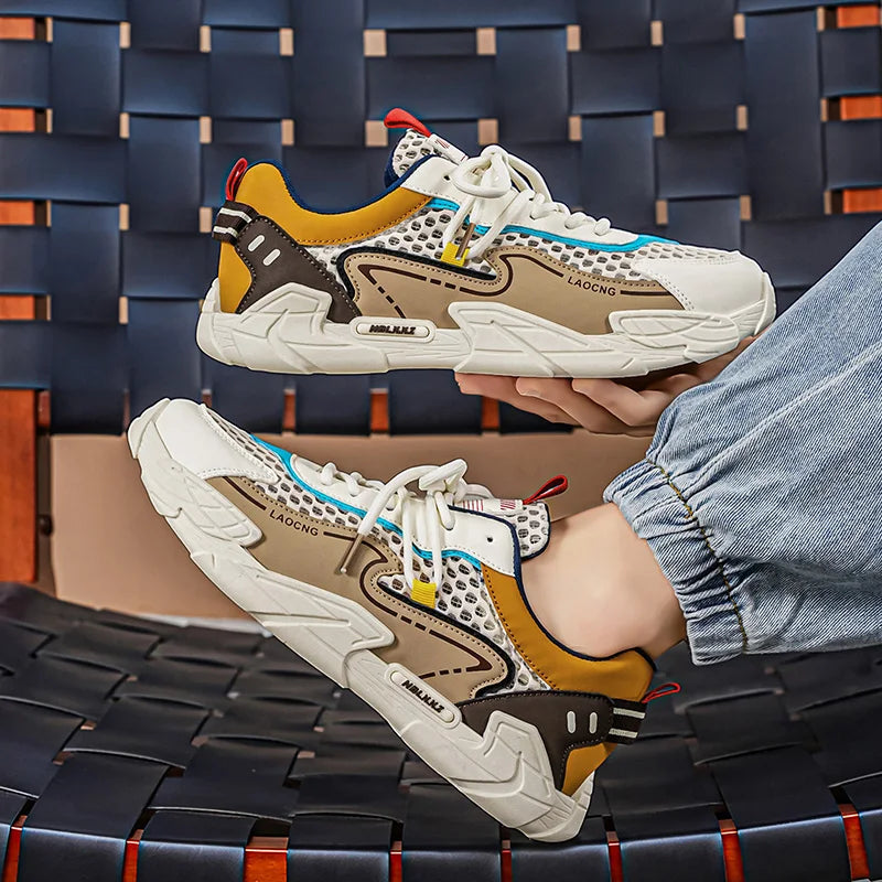 Scarpe sportive da uomo estive in rete, casual e alla moda, con lacci, scarpe da passeggio, nuove, per giovani, comode per gli spostamenti quotidiani, versatili, sneakers