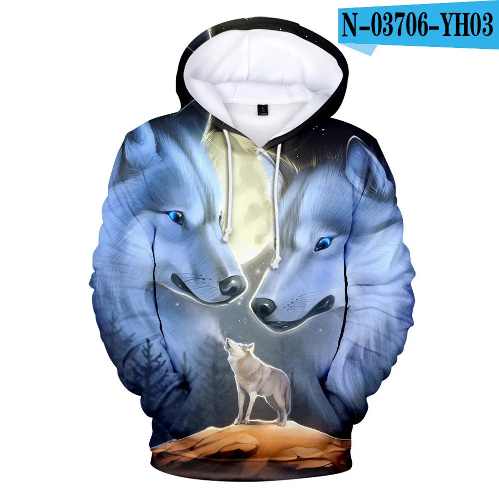 Classic Dolphins tigers wolves galloping horses animal 3D Print Hoodies Long Sleeve Sweatshirts Adult/Child Casual Pullovers