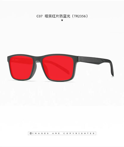 Men Sleep Blue Light Blocking Glasses Women Anti Radiation Computer Eyewear UV500 PC Red Lenses TR90 Square Eyeglasses Frames