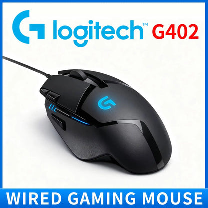 Rato Gaming com Fios Logitech G402, Processador ARM de 32-Bit, 8 Botões, 500 IPS, Antiderrapante, para Sessões de Gaming e Trabalho Durante Todo o Dia