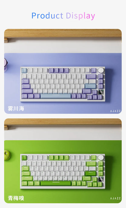 Ajazz AK820 Pro Gaming Mechanical Keyboard 75% Bluetooth/Wireless Customized Gamer Keyboard with TFT Color Screen Knob for PC