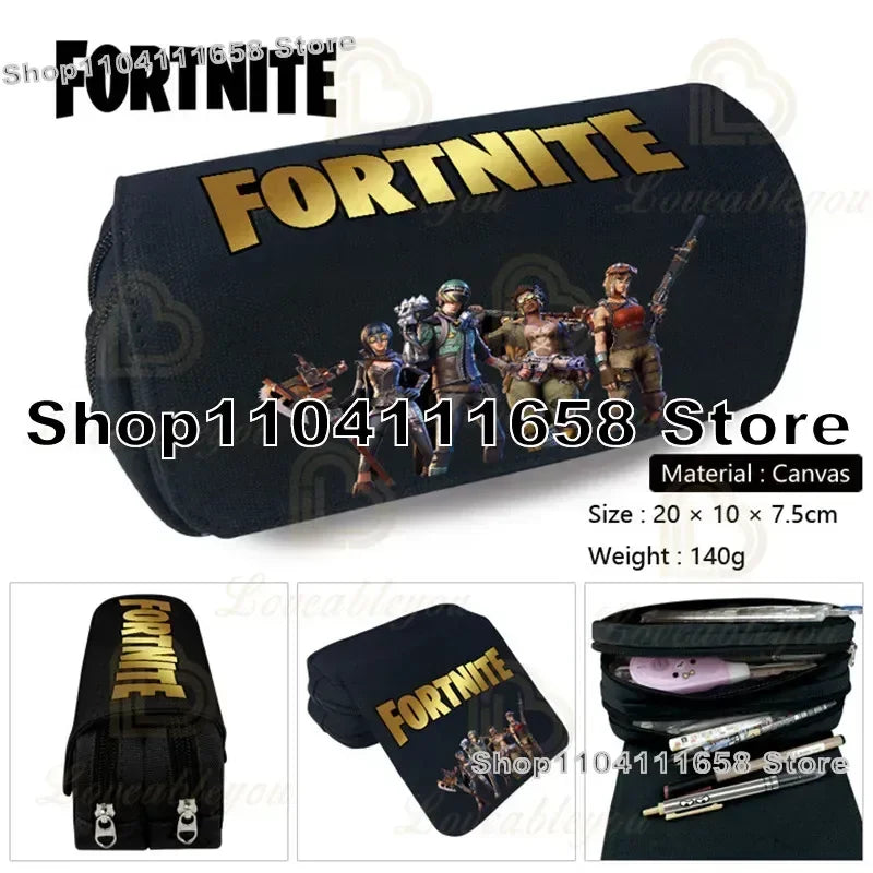 Fortnited Trousse Large Capacity Waterproof Velcro Pencil Case Student Black Estuche Stationery School Pennenzak Supplies