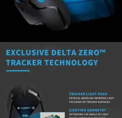 Rato Gaming com Fios Logitech G402, Processador ARM de 32-Bit, 8 Botões, 500 IPS, Antiderrapante, para Sessões de Gaming e Trabalho Durante Todo o Dia