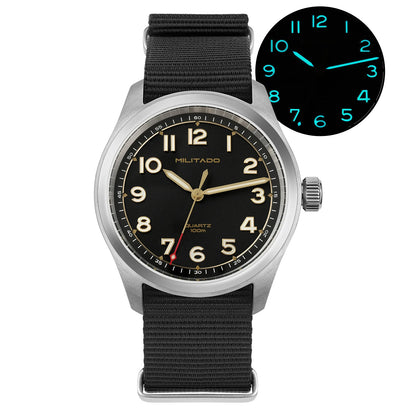 Militado ML08 Quartz Watch  VH31 Movement Steel Strip Sapphire Crystal Vintage Watch 10Bar Waterproof BGW9 Luminous Mens Watch