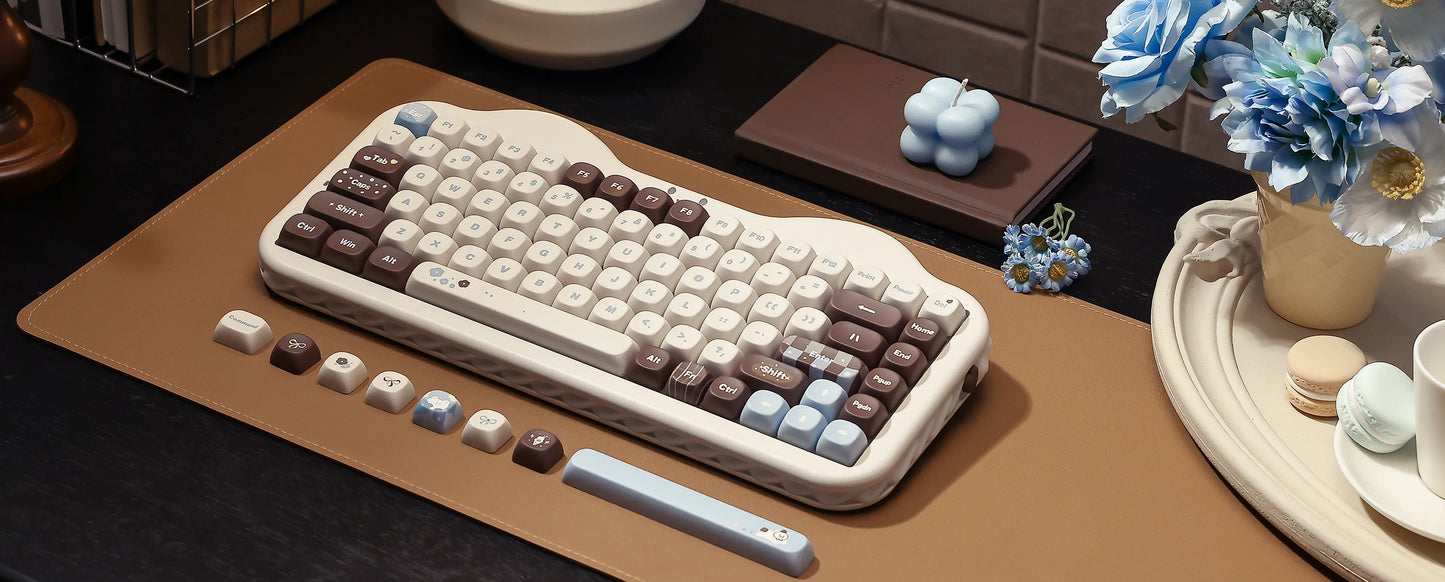 Teclado mecânico sem fios YUNZII C75, 75% cremoso com Hot Swap e RGB personalizável, design Gasket Cute Cake, para Win/Mac/Gaming