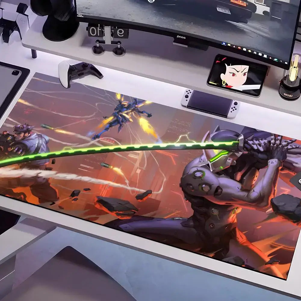 Overwatch pelės kilimėlis, kelių dydžių, didelis kvadratinis kompiuterio, biuro ir žaidimų stalo kilimėlis, guminis neslystantis pelės kilimėlis