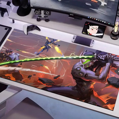 Overwatch pelės kilimėlis, kelių dydžių, didelis kvadratinis kompiuterio, biuro ir žaidimų stalo kilimėlis, guminis neslystantis pelės kilimėlis