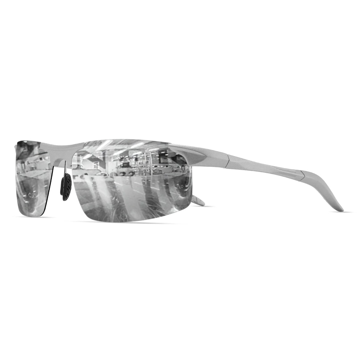 Classic Retro Semi-Rimless Square Polarized Sunglasses - Lightweight PC Frame & Spring Hinges, UV400 Unisex for Driving, Fishing