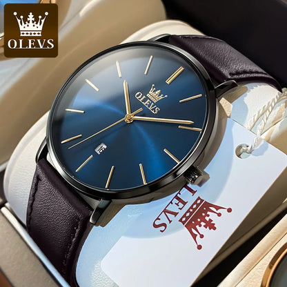 OLEVS 5869 Men's Watch Japan Quartz Movement Thin Case Fashion Waterproof Watch For Men Calendar Simple Original Male Wristwatch