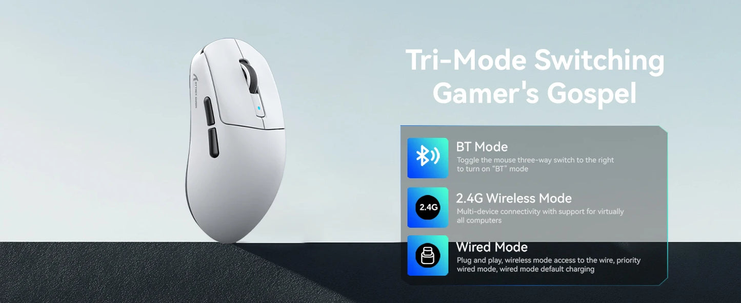 Rato Gaming Sem Fios Leve Attack Shark R6, Sensor PAW 3950Max para Computador com Nordic 52480, Polling 8KHz