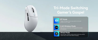 Rato Gaming Sem Fios Leve Attack Shark R6, Sensor PAW 3950Max para Computador com Nordic 52480, Polling 8KHz