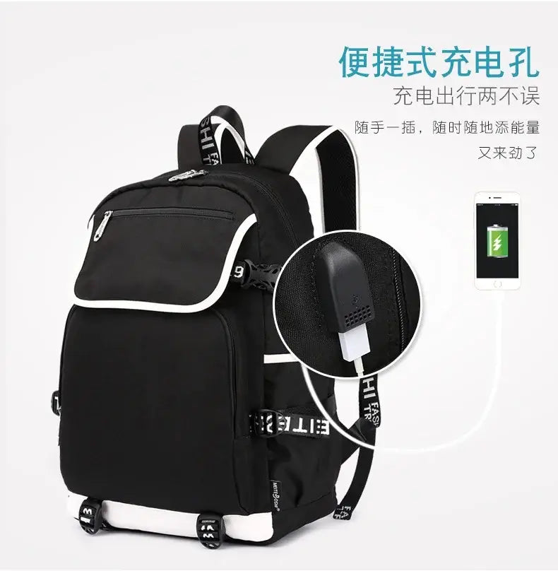 Fortnites Large Capacity Backpack Casual Shoulder Bag with USB Port Unisex Anime Students Schoolbag New Stylish Stationery Gift