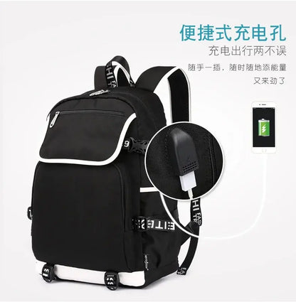 Fortnites Large Capacity Backpack Casual Shoulder Bag with USB Port Unisex Anime Students Schoolbag New Stylish Stationery Gift