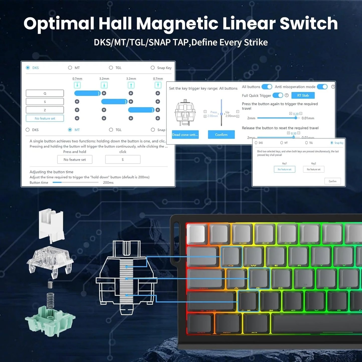 ATTACK SHARK X68 HE 8000Hz Rapid Trigger Keyboard 0.01mm RT Accuracy RGB Wired Gaming Keyboard with Magnetic Switch for PC/Mac