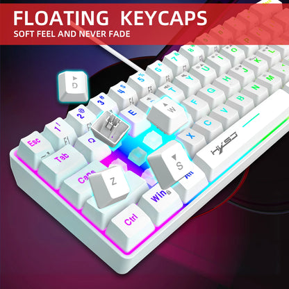 New Mini Gaming keyboard Wired Thin Film Keyboard 61-key Touch RGB Glow Multiple Quick Key Combination Suitable For Gaming Office