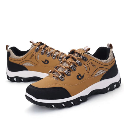 Autumn And Winter Models, Men's Waterproof Hiking Shoes, Outdoor PU Leather Sports Shoes, Wear-Resistant,  Walking, Tactical