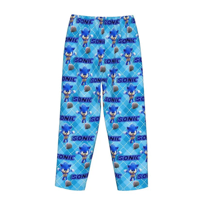 Custom Women Soniced Pajama Pants Printed Hedgehog Game Sleep Sleepwear Bottoms with Pockets
