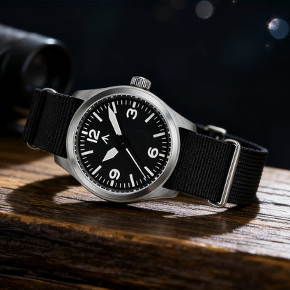 Relógio de Quartzo Vintage Militar Militado ML08 V2 com Movimento VH31, Vidro Duplo de Safira, Luminescência C3 BGW-9, Impermeável, 38mm