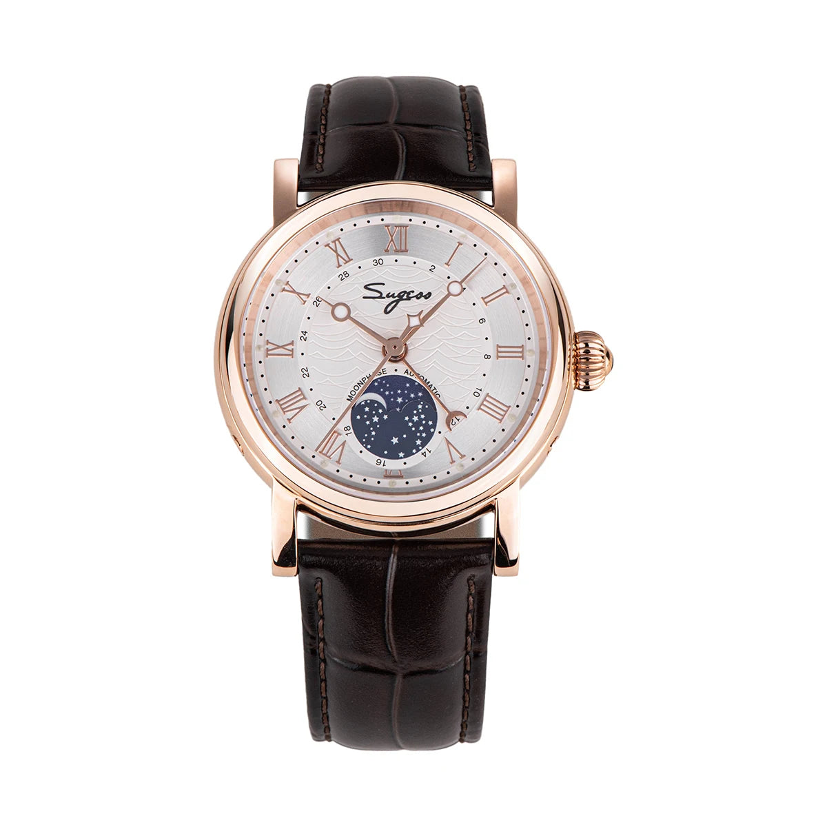 Sugess Moonphase Automatic Mechanical Men's Watch Wristwatches Original Movement ST2108 Waterproof Clock Sapphire Special Date