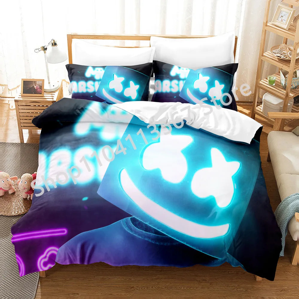 Conjunto de Cama Battle Royale F-Fortnite 3 Peças para Crianças, Capa de Edredão, Colcha e Fronha, Tamanho Duplo, Decoração de Quarto Victory Game
