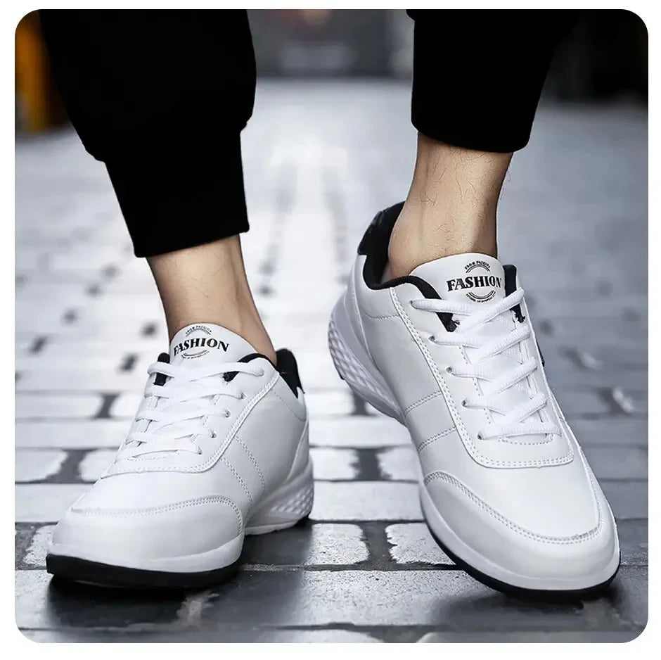 Leather Sneakers for Men, Casual Shoes, Soft Bottom, Outdoor Walking Shoe, Sports, Four Seasons