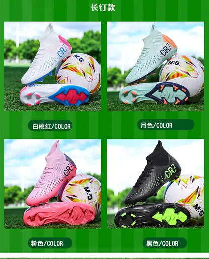 Chuteiras de Futebol de Treino TF com Pitons Longos, Resistentes ao Desgaste, Respiráveis, para Terreno Firme, Jogo ao Ar Livre e Treino