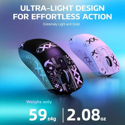 Rato Gaming Sem Fios Bluetooth Attack Shark X3Pro PixArt PAW3395 26000dpi, Rato Ótico com Ligação Tri-Mode e Macros para Gaming