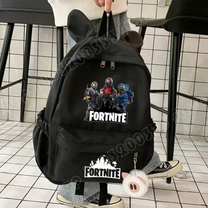 New Fortnite Cartoon Backpack Boy Girl Casual Schoolbag Large Capacity Student Bag Rabbit Ears Travel Backpack Stationery Gift