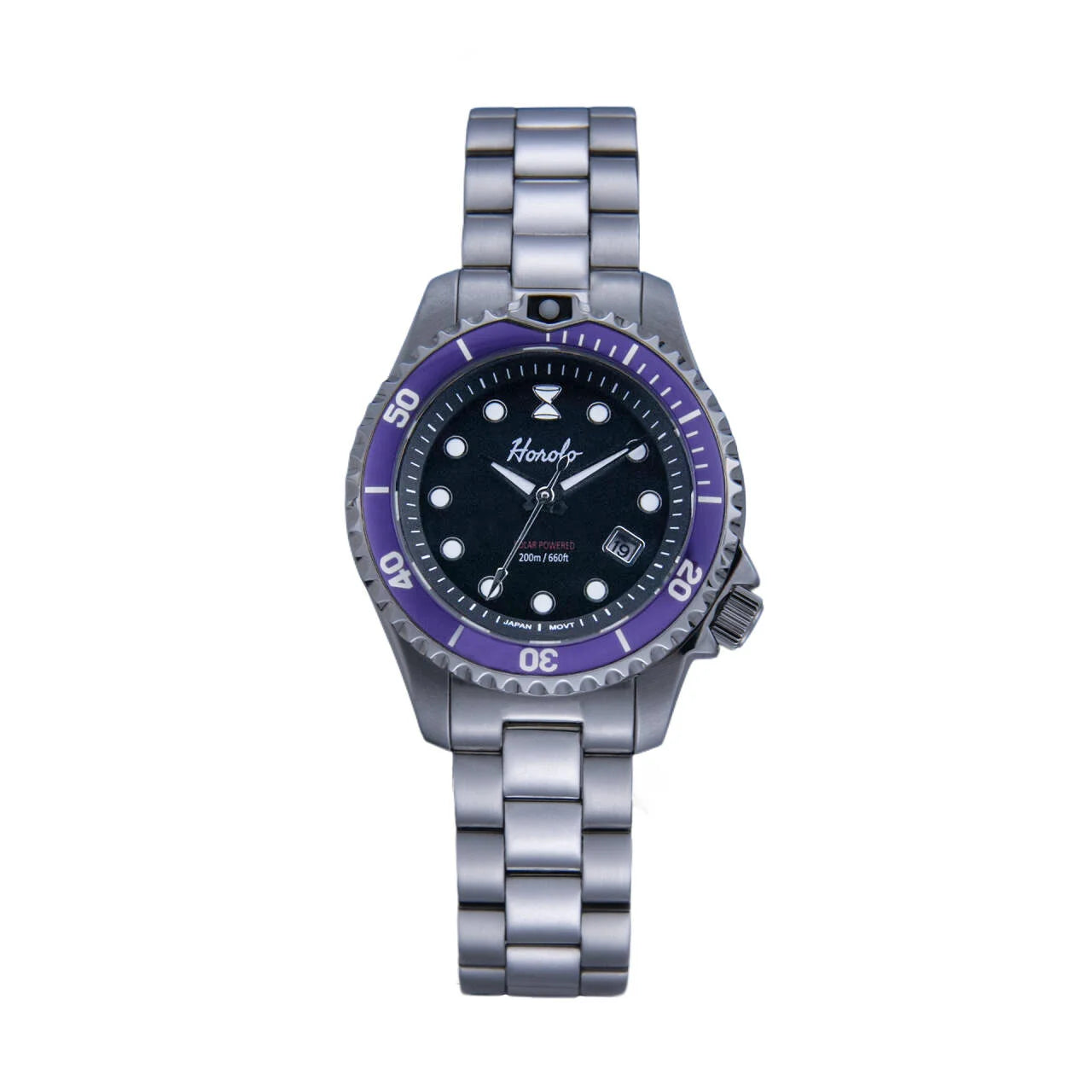 Horolo Women' Watches Japan Solar Movement 30mm Luminous Water Resistant Sapphire stainless steel Luxury Watch Gift For Wife