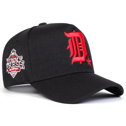 Unisex gotisk D-bokstavsbroderad DUMMY FRESH-baseballkeps, justerbar fritidskeps, vår- och höstmodell, solskyddskeps för utomhusbruk