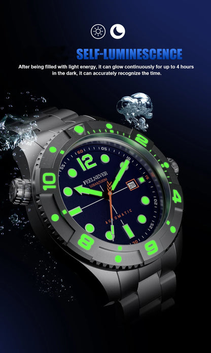 FeelNever Top Brand Luxury Mechanical Watch Profession Casual Sport Stainless Steel Automatic Men's Watches Fashion Wristwatches