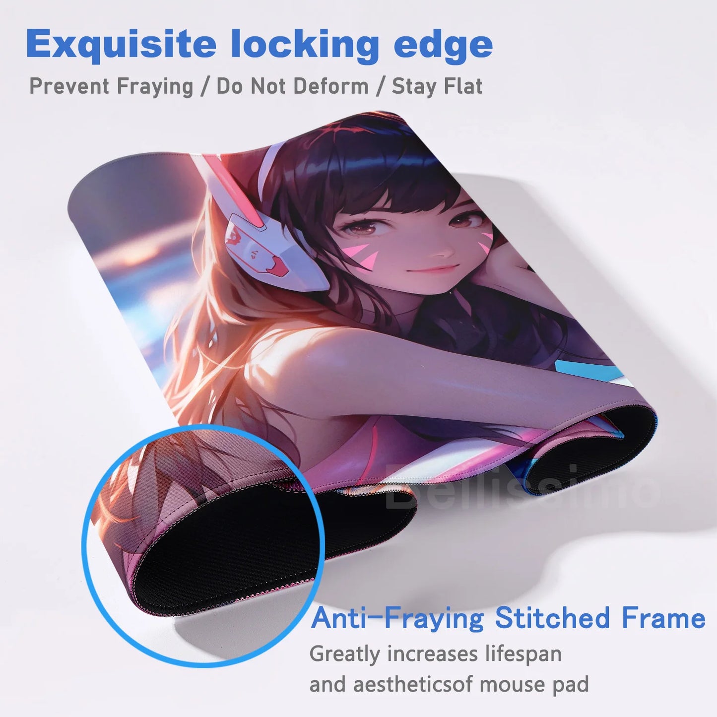 Acessórios Gaming O-Overwatch D-D.va Tapete de Rato Grande para Teclado e Rato, Deskmat XXL Estendido para PC, Tapete Gamer