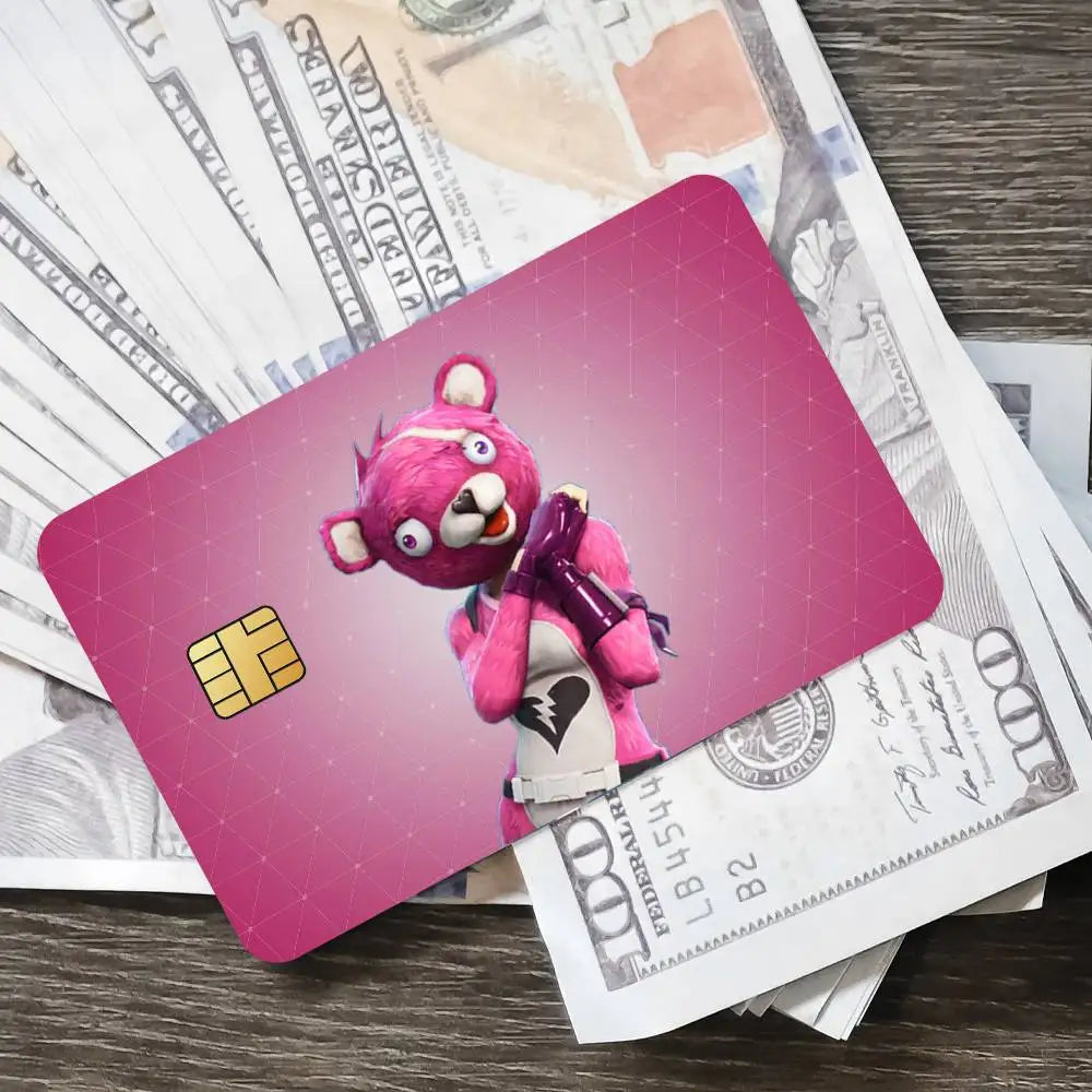 Autocolantes de cartões de jogo Fortnite Cuddle Team Leader para cartões bancários, película protetora impermeável, presente surpresa