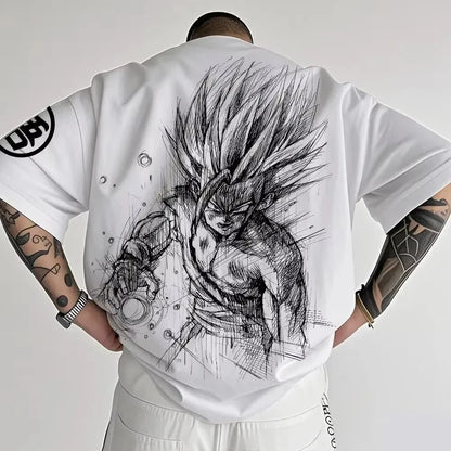 Summer 2026 Dragon Ball oversized T-shirt with power cord, Little Goku, artistic print, neutral casual Y2K