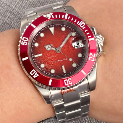 Tandorio Blue Dial 40mm Miyota 8215 PT5000 Mechanical Dive Watch Men 200M Waterproof Lume Sapphire Stainless Steel Bracelet
