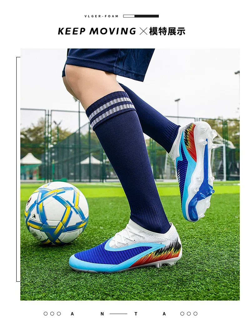 New Men Football Boots Shoes FG Soccer Shoes Non-Slip Cleats Ultralight Soccer Match Long Spikes Outdoor Training Drop Shipping