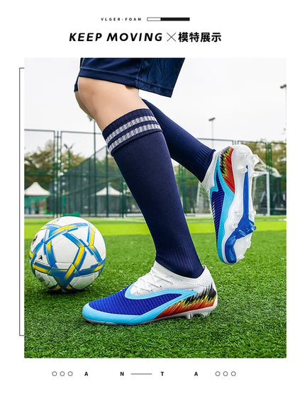 New Men Football Boots Shoes FG Soccer Shoes Non-Slip Cleats Ultralight Soccer Match Long Spikes Outdoor Training Drop Shipping