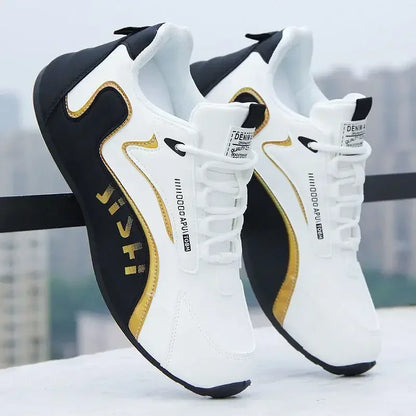 Ténis masculinos em couro PU, impermeáveis, desportivos e casuais; sapatos leves, respiráveis, planos e antiderrapantes; Zapatillas Hombre