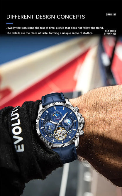 Relógio Masculino GLENAW Design, Marca de Topo, Luxo, Moda e Negócios, Automático, Impermeável, Relógio Mecânico para Homem