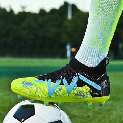 AG/FG Long Studs Soccer Shoes，PU Fabric Mixed Upper，TPU Sole Wear Resistant Anti Slip，Men Women Kids Youth Outdoor Sports
