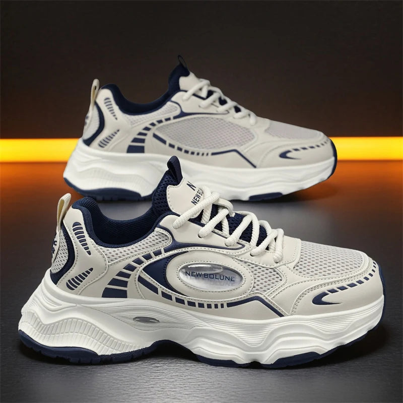 Mens Sports Shoes 2026 New Mesh Breathable Thick Sole Height Increasing Wear-resistant Daily Commuting Versatile Casual Sneakers